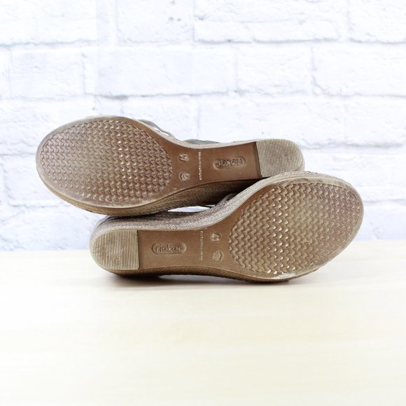 RIEKER Blue Brown Strappy Wedge Heeled Sandals Siz - Picture 9 of 9